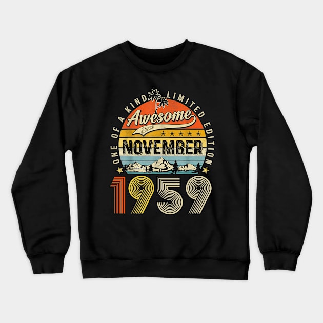 Awesome Since November 1959 Vintage 64th Birthday Crewneck Sweatshirt by cogemma.art